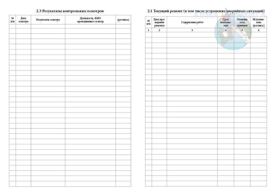Журнал осмотра зданий и сооружений образец заполнения